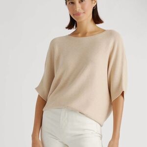 Quince Lightweight Cotton Cashmere Link-Stitch Dolman Sweater XS NWT